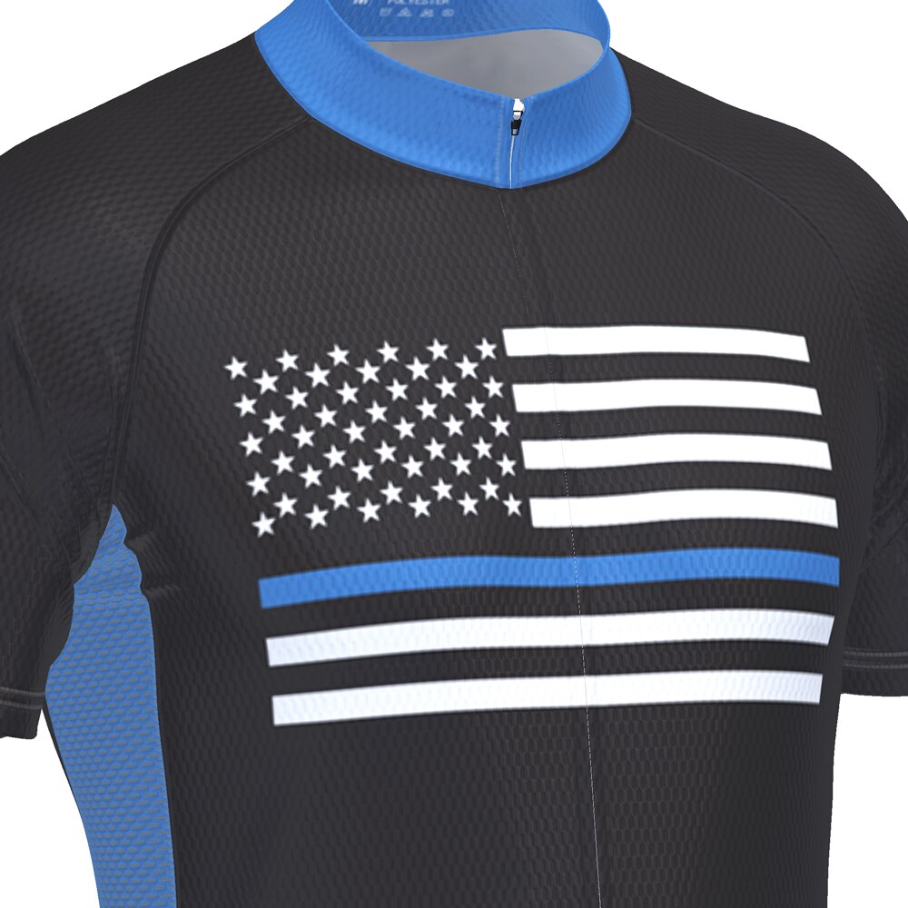 Thin Blue Line USA Flag Men's Long Sleeve Cycling Jersey